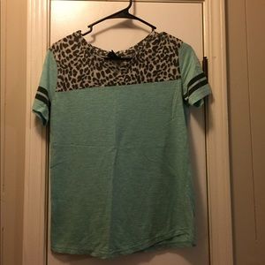 Rue 21 teal/cheetah top